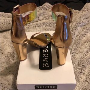 BAMBOO Shoes - Holographic gold block heels women’s size 7 BAMBOO Shoes - Holographic gold block heels women’s size 7